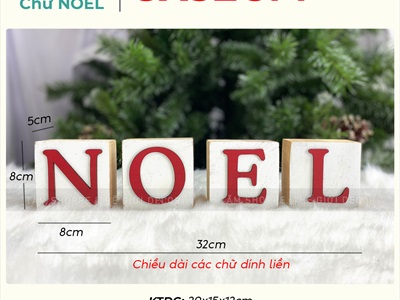 Bộ chữ NOEL xí ngầu vuông [Bằng gỗ - Dày] CHU-GO-17